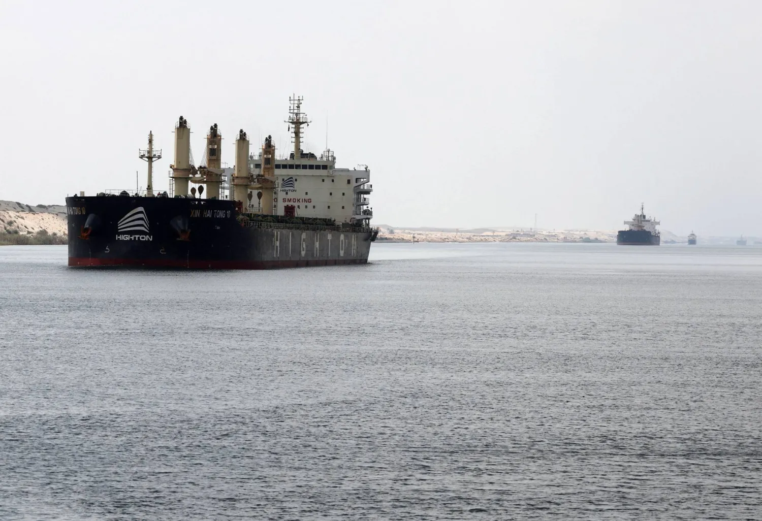 Ships move through the Suez Canal, in Ismalia, Egypt, July 31, 2025. (Reuters)