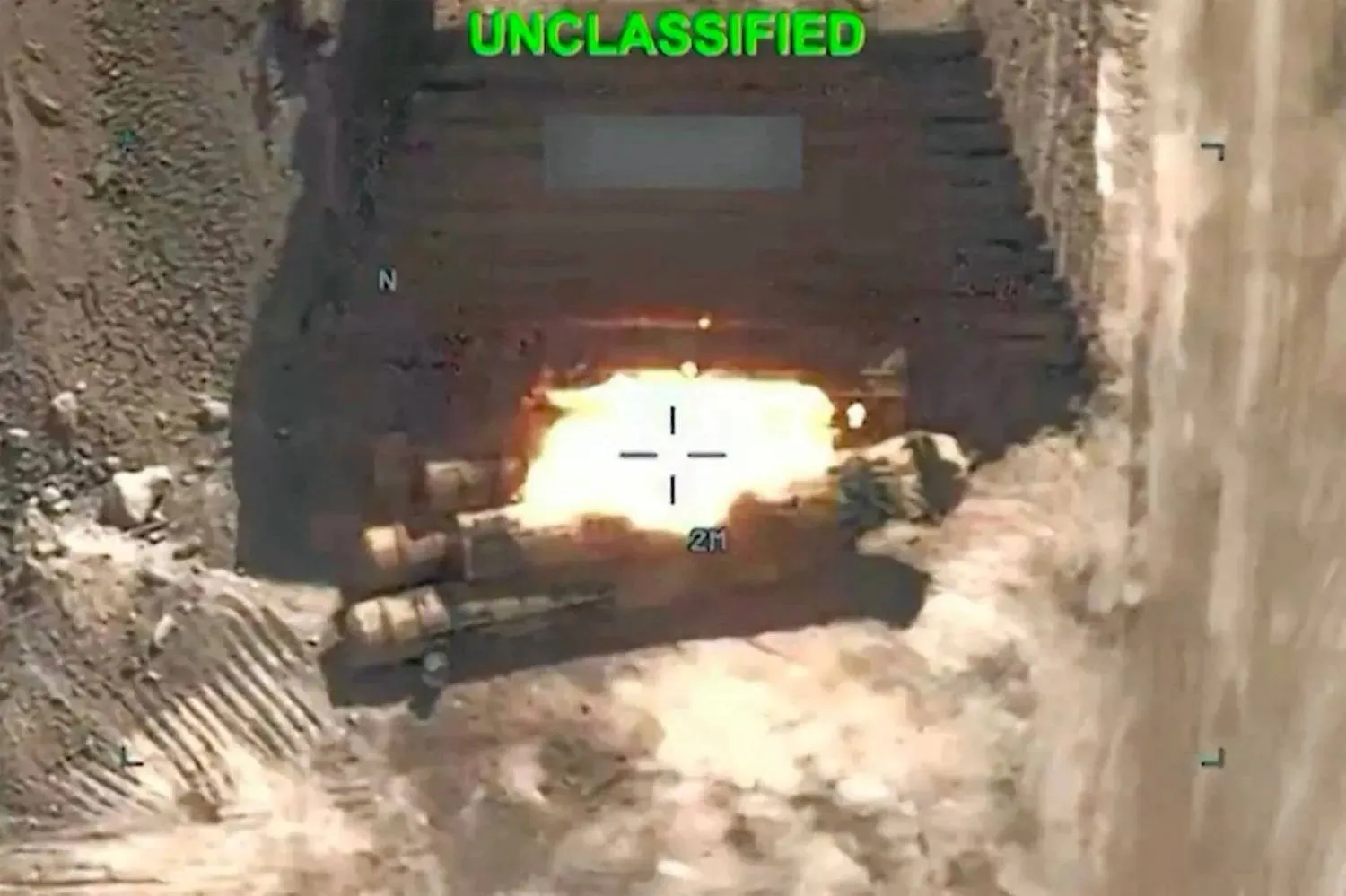 This screen grab from handout video footage released by the US Central Command (CENTCOM) shows what the US military says is the latest wave of precision strikes on strategic Iranian military sites. (CENTCOM/AFP) 