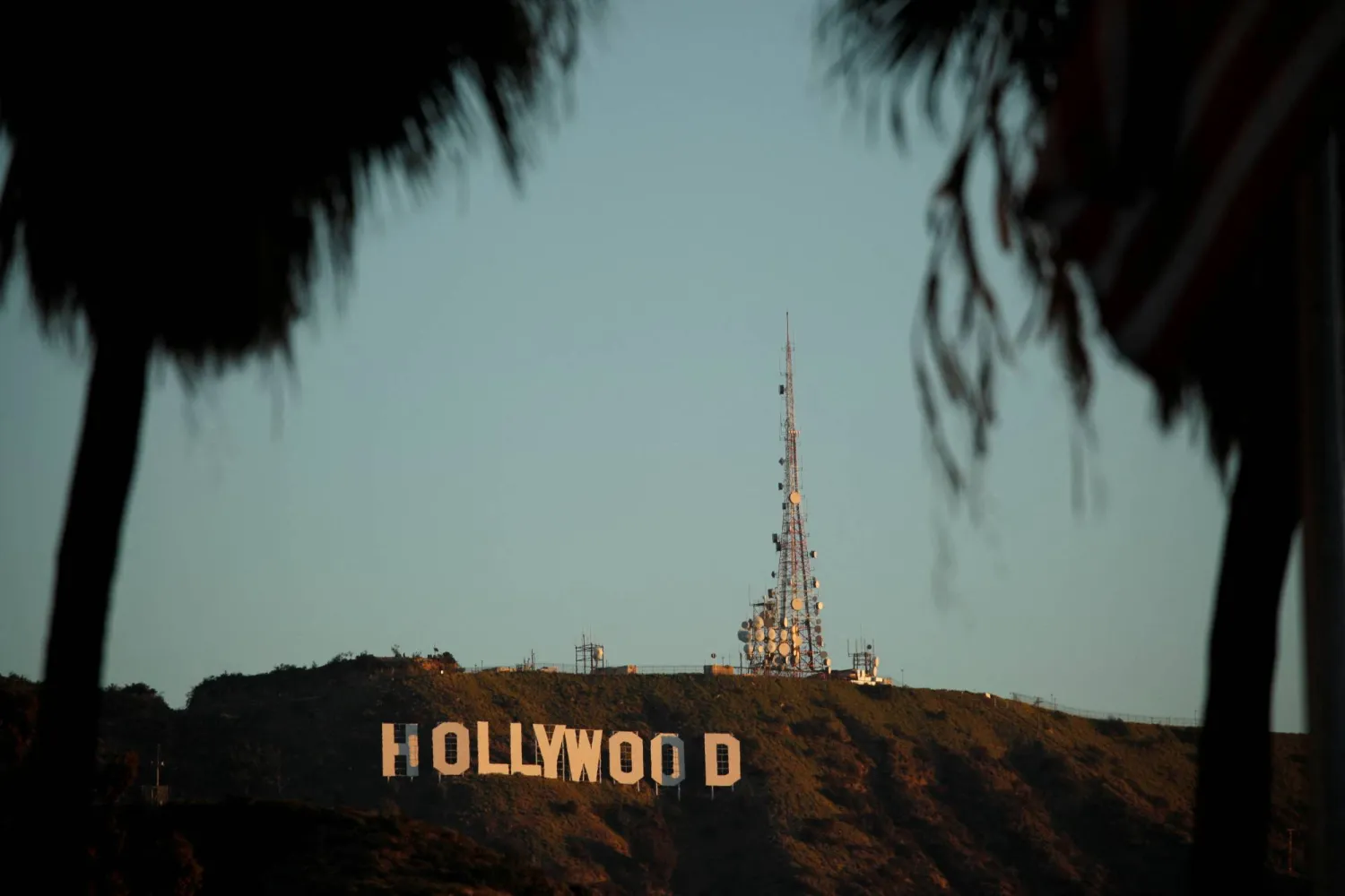 The morning sun rises on the Hollywood sign in Los Angeles, California, US, February 6, 2020. (Reuters)