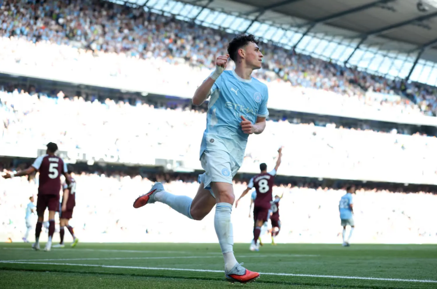  Premier League - Manchester City v Aston Villa - Etihad Stadium, Manchester, Britain - May 24, 2026 Manchester City's Phil Foden celebrates scoring a goal that was later disallowed REUTERS/Phil Noble 