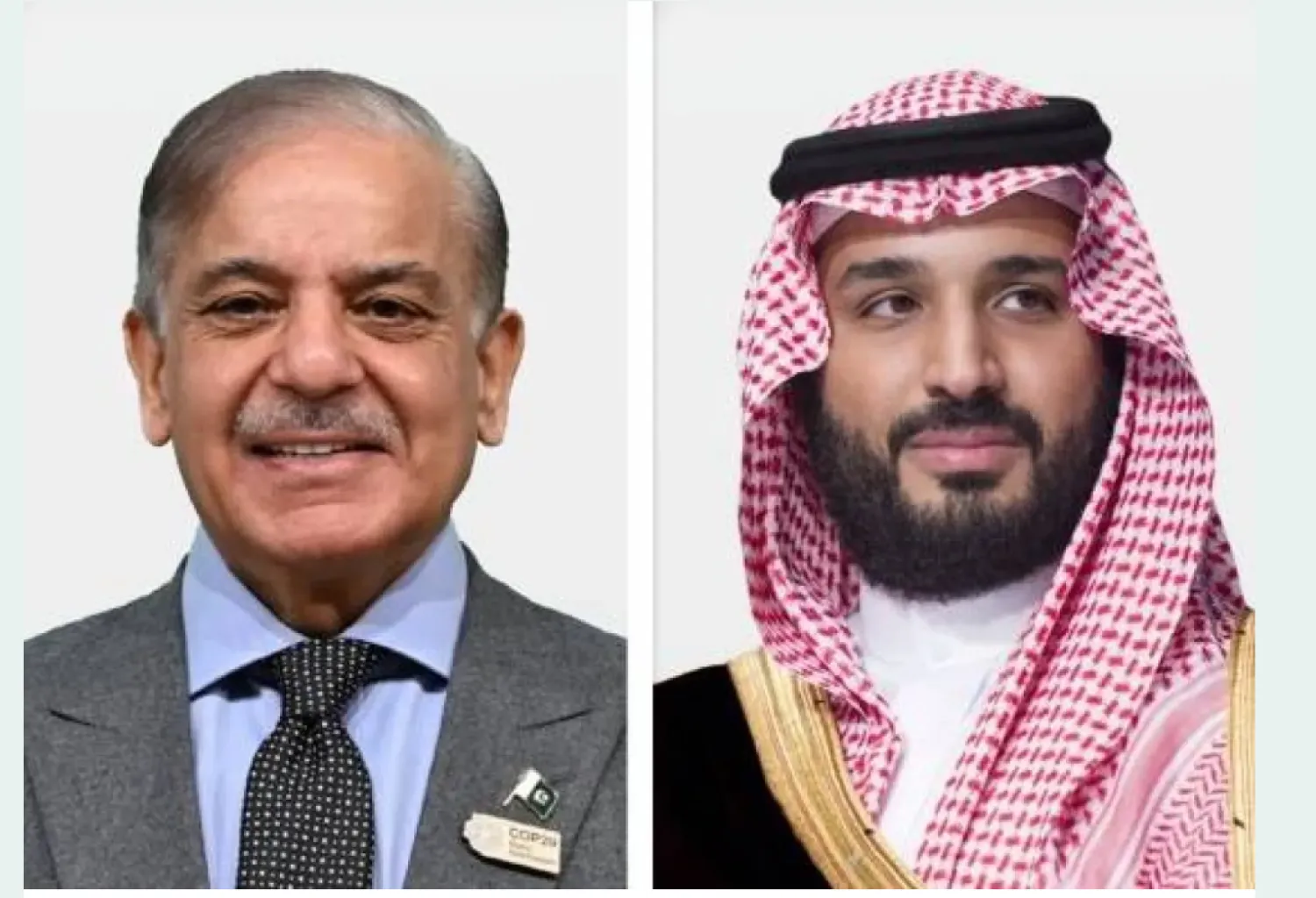 ولي العهد السعودي الأمير محمد بن سلمان ورئيس الوزراء الباكستاني محمد شهباز شريف (الخارجية السعودية)