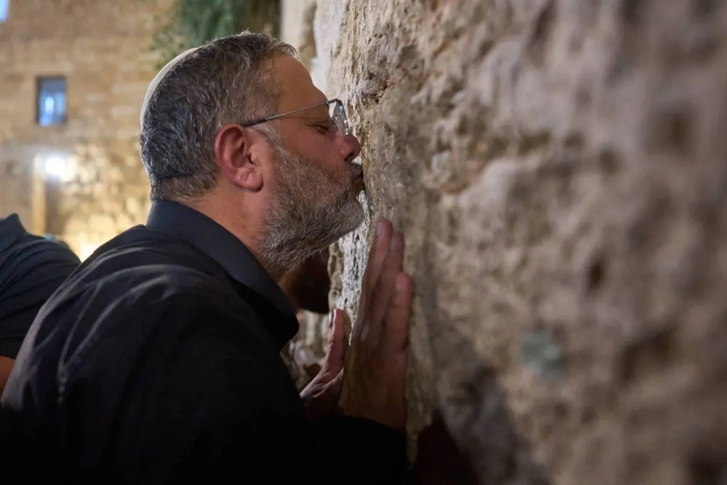 Israeli National Security Minister Itamar Ben-Gvir prays at the Western Wall in Jerusalem’s Old City on July 22, 2026 (AP). 