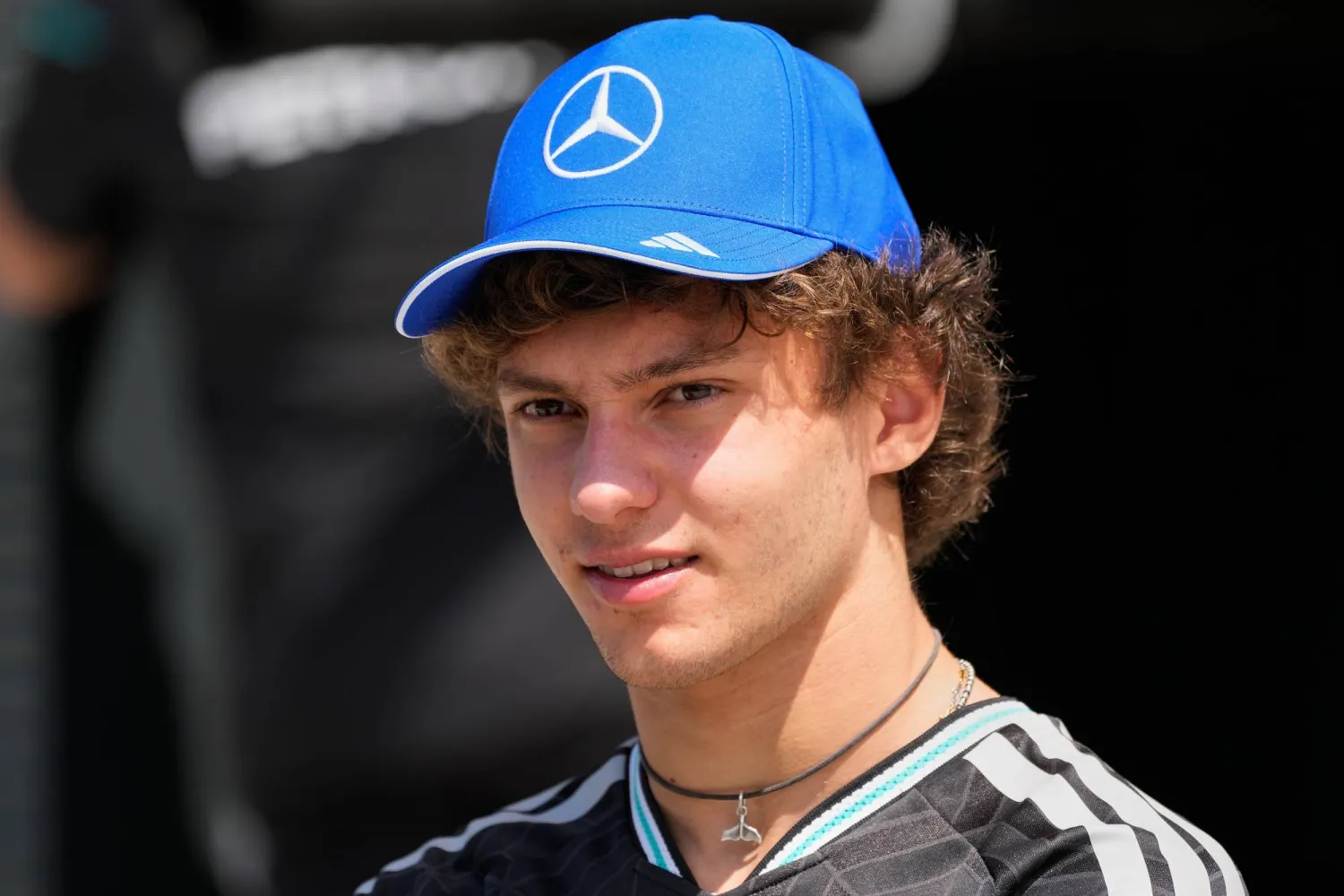  Mercedes driver Andrea Kimi Antonelli of Italy stands outside his garage ahead of Sunday's Formula One Hungarian Grand Prix auto race, at the Hungaroring racetrack in Mogyorod, near Budapest, Hungary, Thursday, July 23, 2026. (AP) 