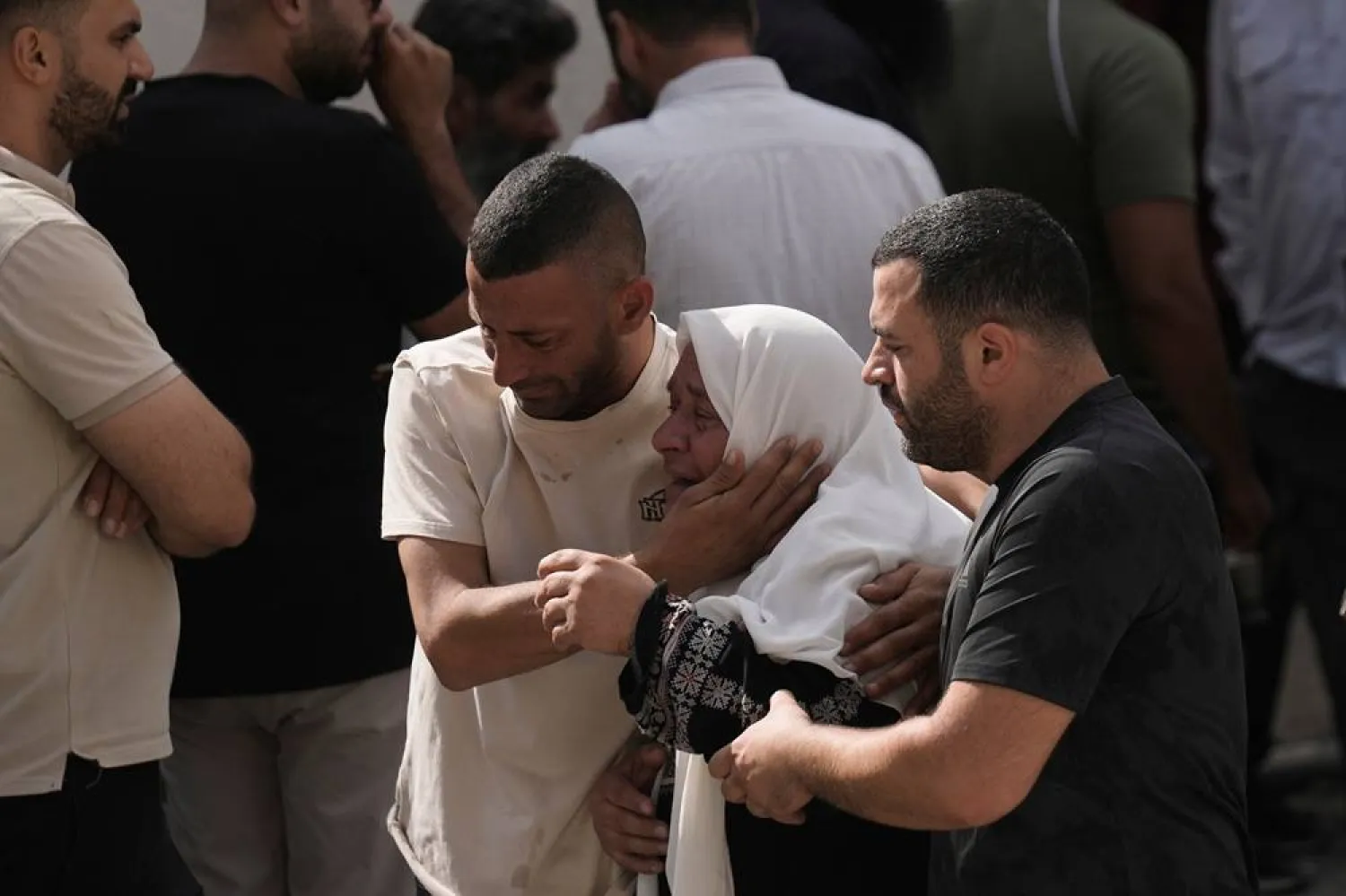  People mourn as the bodies of four Palestinians who, according to the Palestinian Health Ministry, were killed by Israeli forces near the village of Tell, arrive at Nablus Specialty Hospital in the West Bank city of Nablus, Friday, July 24, 2026. (AP) 
