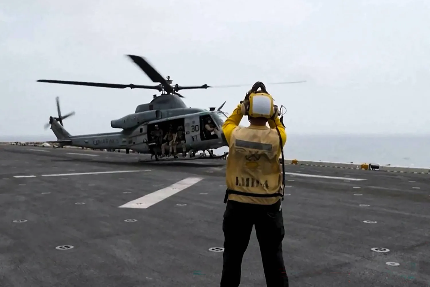 This screen grab made on July 26, 2026 from undated handout video footage released by the US Central Command (CENTCOM) on July 25, 2026 shows what CENTCOM says are operations enforcing its naval blockade against Iran. (Photo by US Central Command (CENTCOM) / AFP) 