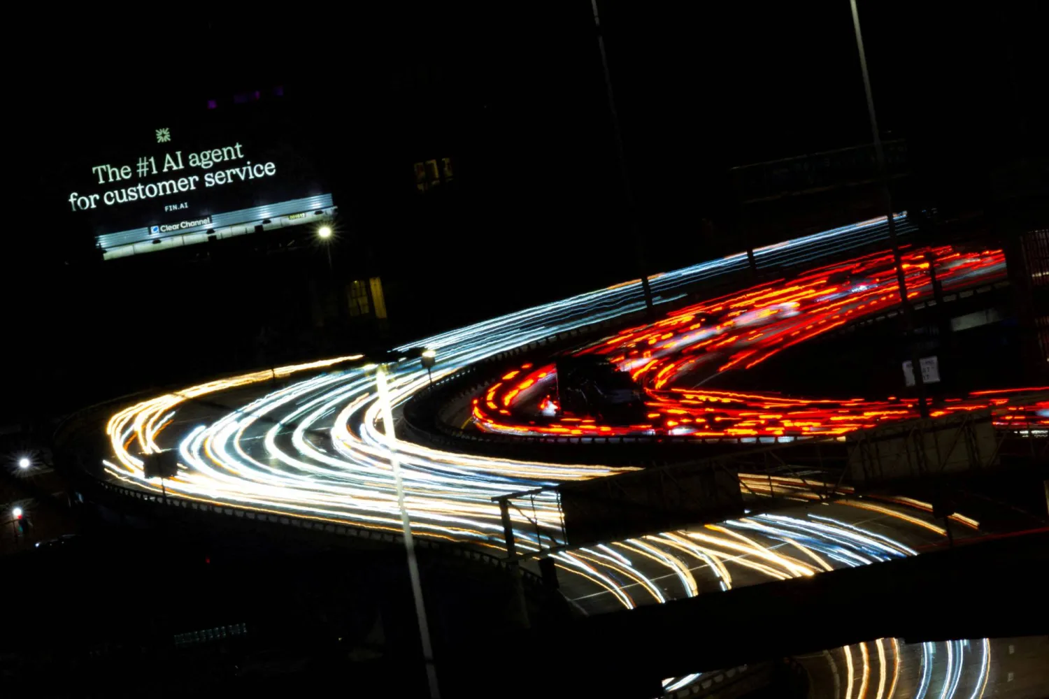FILE PHOTO: A billboard advertising artificial intelligence services is visible by a highway in downtown San Francisco, California, US, July 29, 2025. REUTERS/Carlos Barria//File Photo