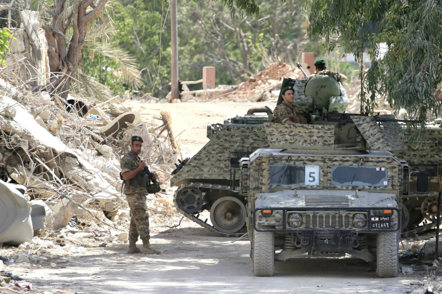 Lebanese army soldiers are stationed in the village of Zawtar al-Gharbiyeh in southern Lebanon, 26 July 2026. EPA/STRINGER
