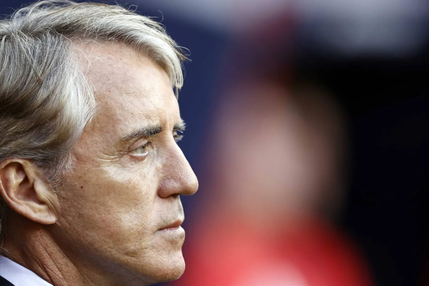 Italy coach Roberto Mancini during the UEFA Nations League semi-final match between Spain and Italy at Stadion De Grolsch Veste in Enschede, Netherlands, 15 June 2023. (EPA)