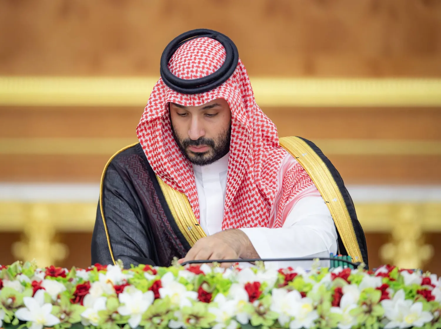 Prince Mohammed bin Salman, Crown Prince and Prime Minister, chairs the Cabinet meeting in Jeddah on Tuesday. (SPA)