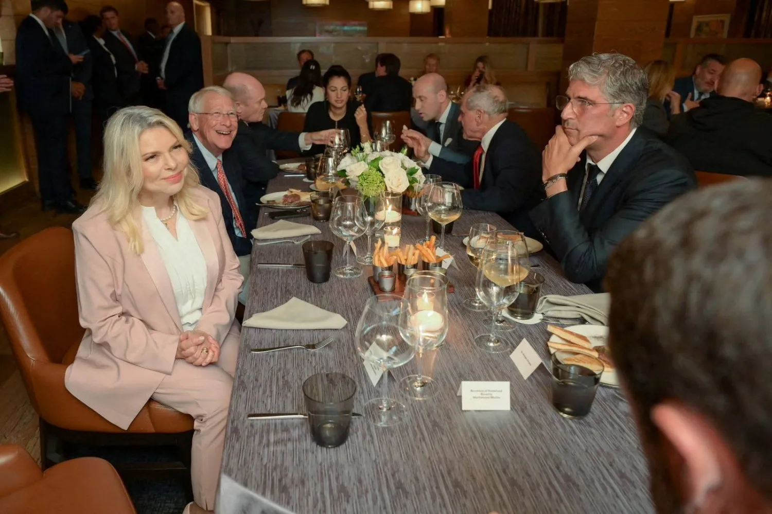 Sara Netanyahu, the wife of Israeli Prime Minister Benjamin Netanyahu, Lebanese banker Antoun Sehnaoui, White House Deputy Chief of Staff Stephen Miller and others attend a memorial dinner for late US Senator Lindsey Graham (R-SC) in Washington, DC, US, July 27, 2026. (Reuters)