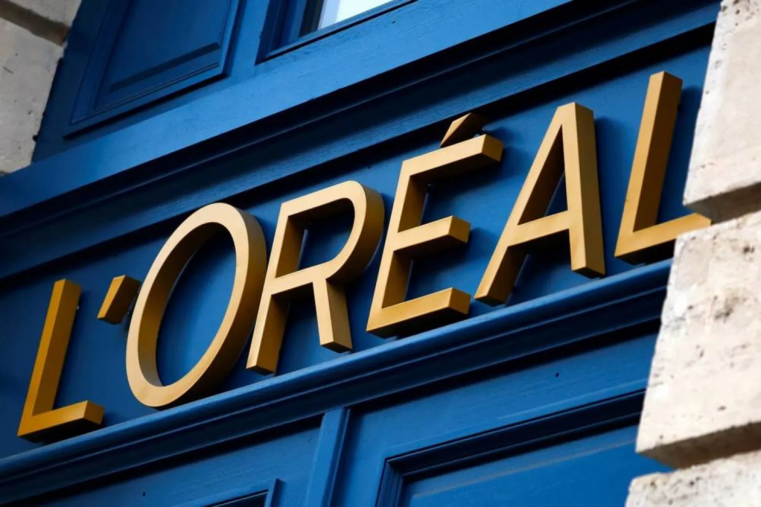 The logo of French cosmetics group L'Oreal is seen on a company building in Paris, France, February 7, 2024. (Reuters)