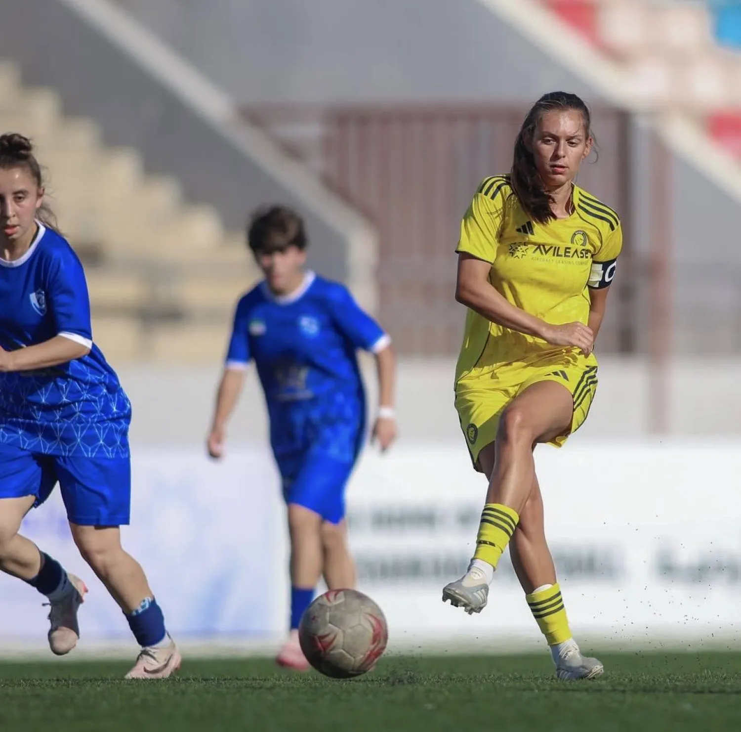 أندريا فاريا قائدة سيدات النصر خلال مباراة الهلال السوري الماضية (موقع النادي)