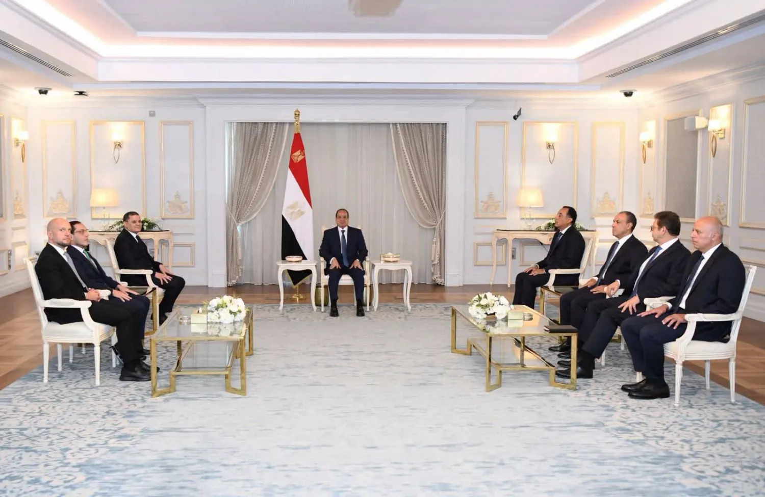 السيسي خلال اجتماعه مع الدبيبة في العلمين (الرئاسة المصرية)