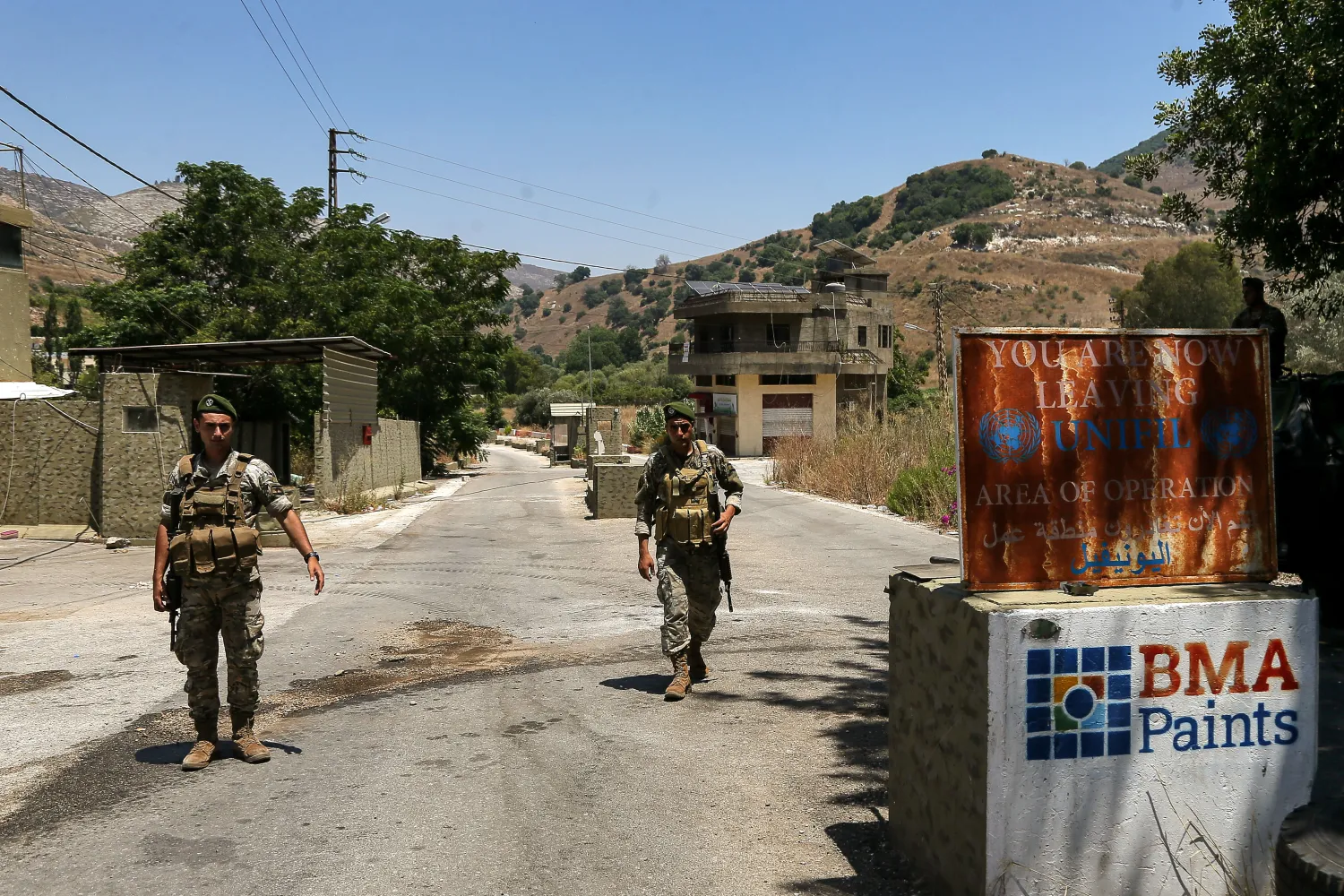 21 July 2026, Lebanon, Froun: Lebanese soldiers man a checkpoint in the southern Lebanese village of Froun. (EPA)