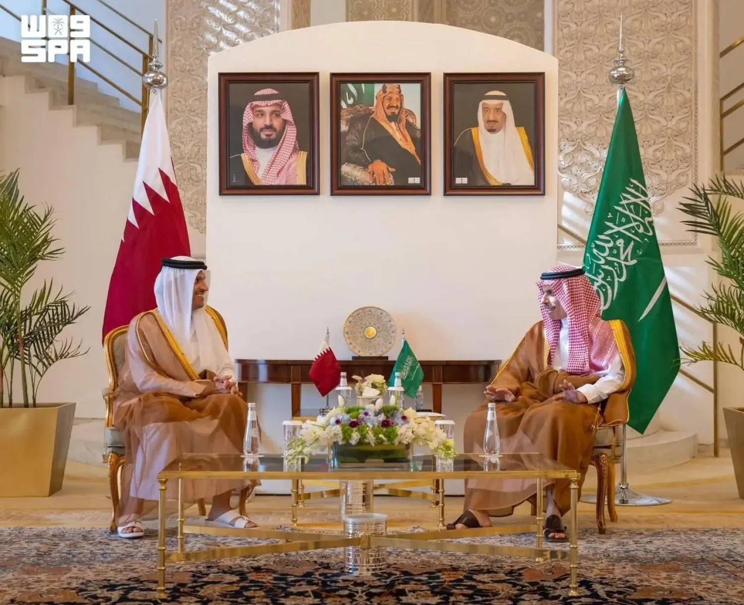 Saudi Minister of Foreign Affairs Prince Faisal bin Farhan bin Abdullah met with his Qatari counterpart, Sheikh Mohammed bin Abdulrahman bin Jassim Al Thani. (SPA)