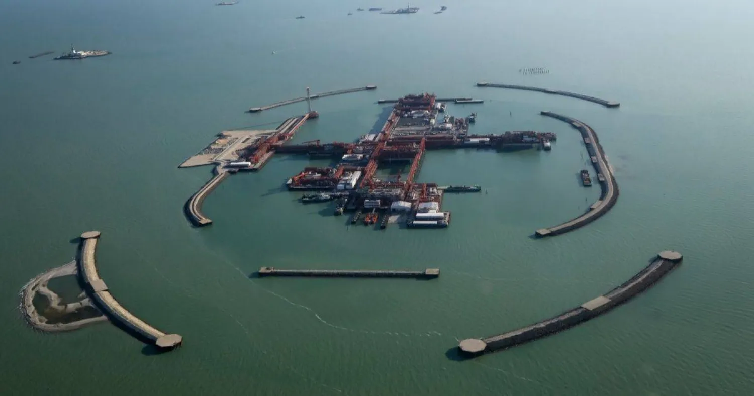 An aerial view shows the artificial islands at the Kashagan offshore oil field in the Caspian sea in western Kazakhstan October 16, 2013. (Reuters)