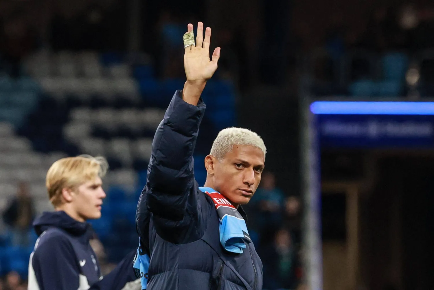 Tottenham's Richarlison greets supporters at the end of the Sydney Super Cup football match between Tottenham Hotspur and Sydney FC at the Allianz Stadium in Sydney on July 29, 2026. (AFP) 