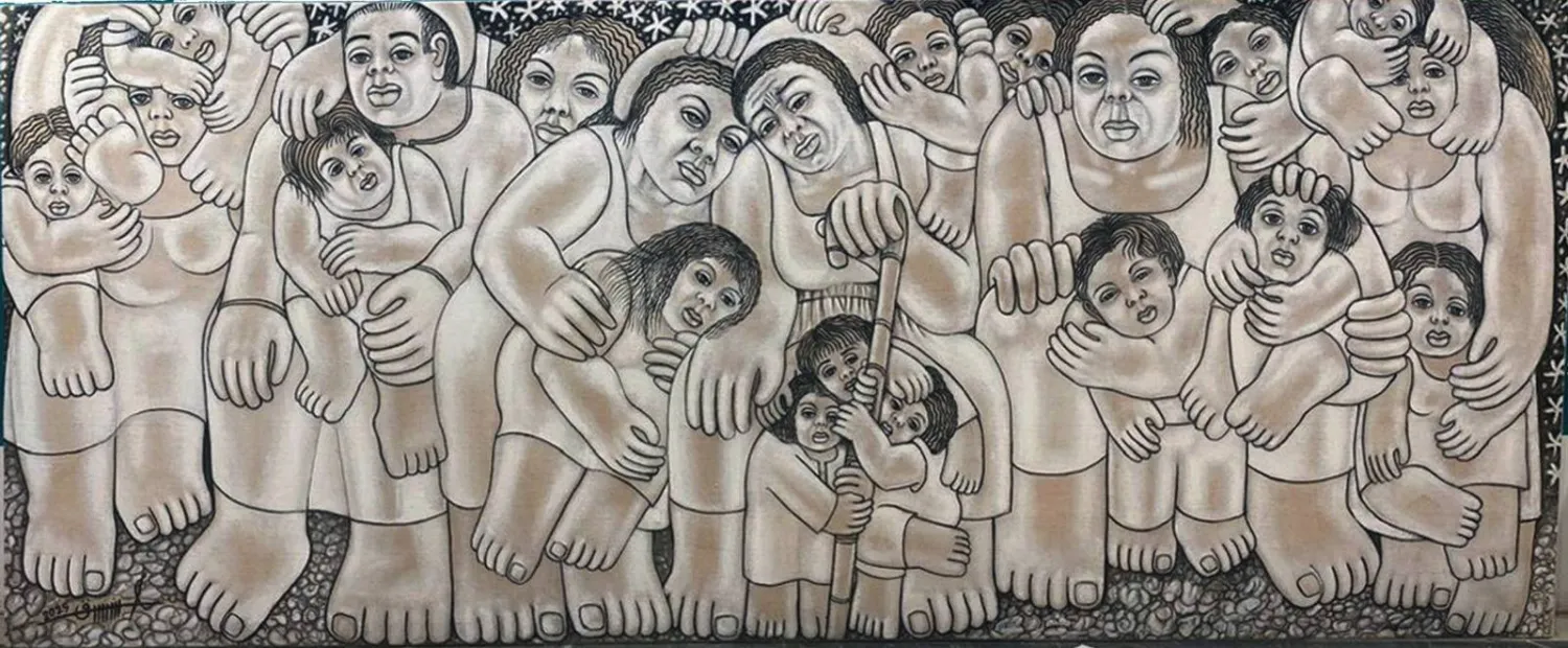 لوحات المعرض تستلهم القضية الفلسطينية من منظور مصري يحتفي بالإنسان قبل الحدث (الشرق الأوسط)