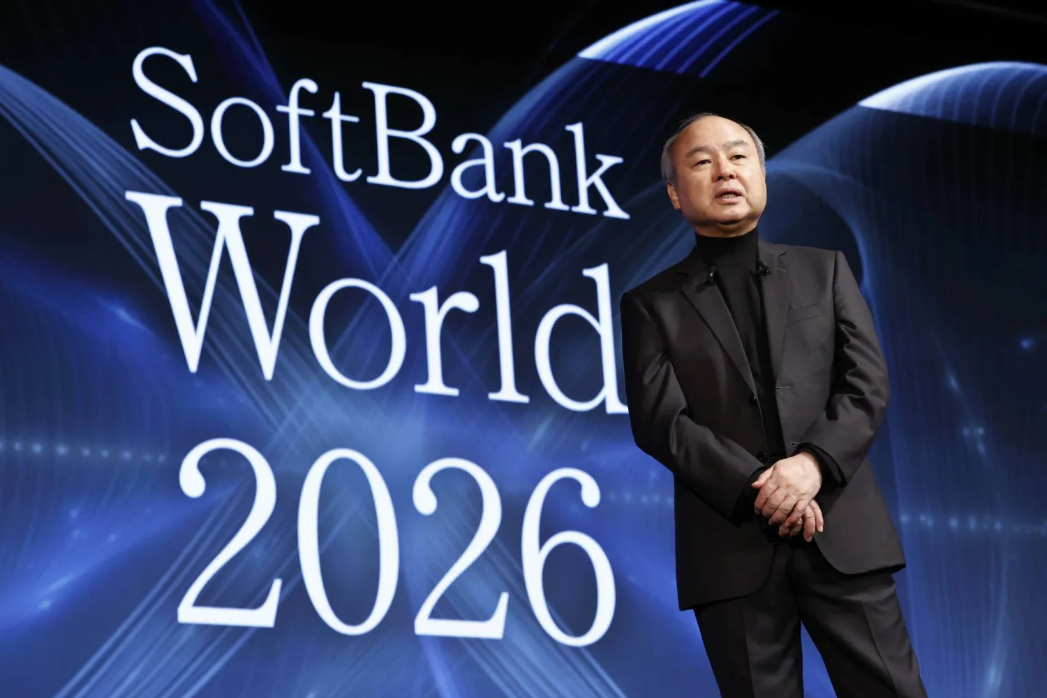 Masayoshi Son, Chairman and CEO of SoftBank Group Corp., speaks during the 'SoftBank World 2026 AX for Japan' technology event in Tokyo, Japan, 14 July 2026. EPA/RODRIGO REYES MARIN