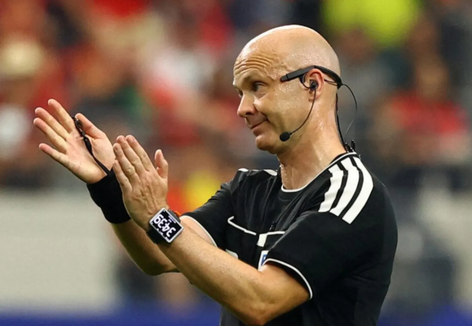  FIFA World Cup 2026 - Round of 16 - Portugal v Spain - Dallas Stadium, Arlington, Texas, US - July 6, 2026 Referee Anthony Taylor reacts REUTERS/Kai Pfaffenbach/File Photo