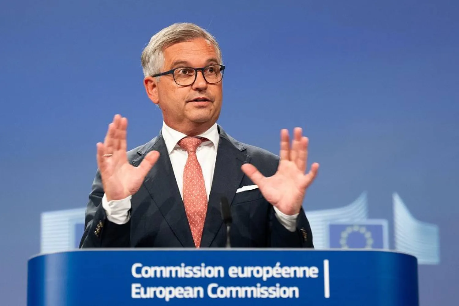 European Commissioner for Internal Affairs and Migration, Magnus Brunner, speaks during a press conference at EU headquarters in Brussels, Tuesday, Aug. 4, 2026. (AP) 