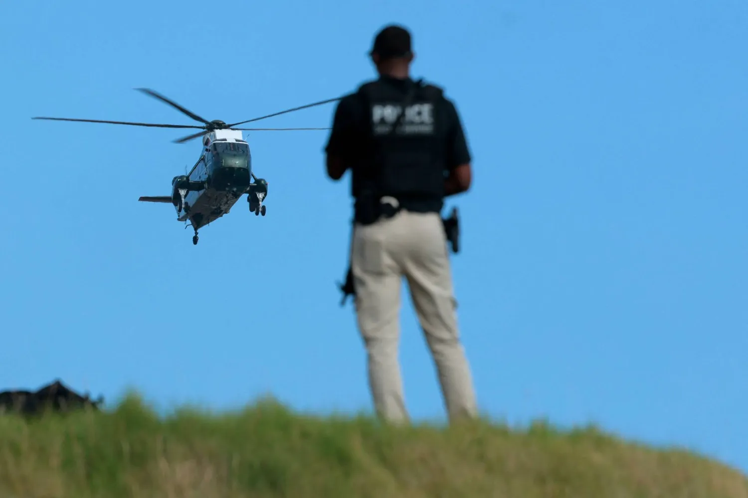 With US President Donald Trump on board, Marine One arrives at the Trump National Golf Club Los Angeles on August 4, 2026 in Rancho Palos Verdes, California. (Getty Images/AFP)