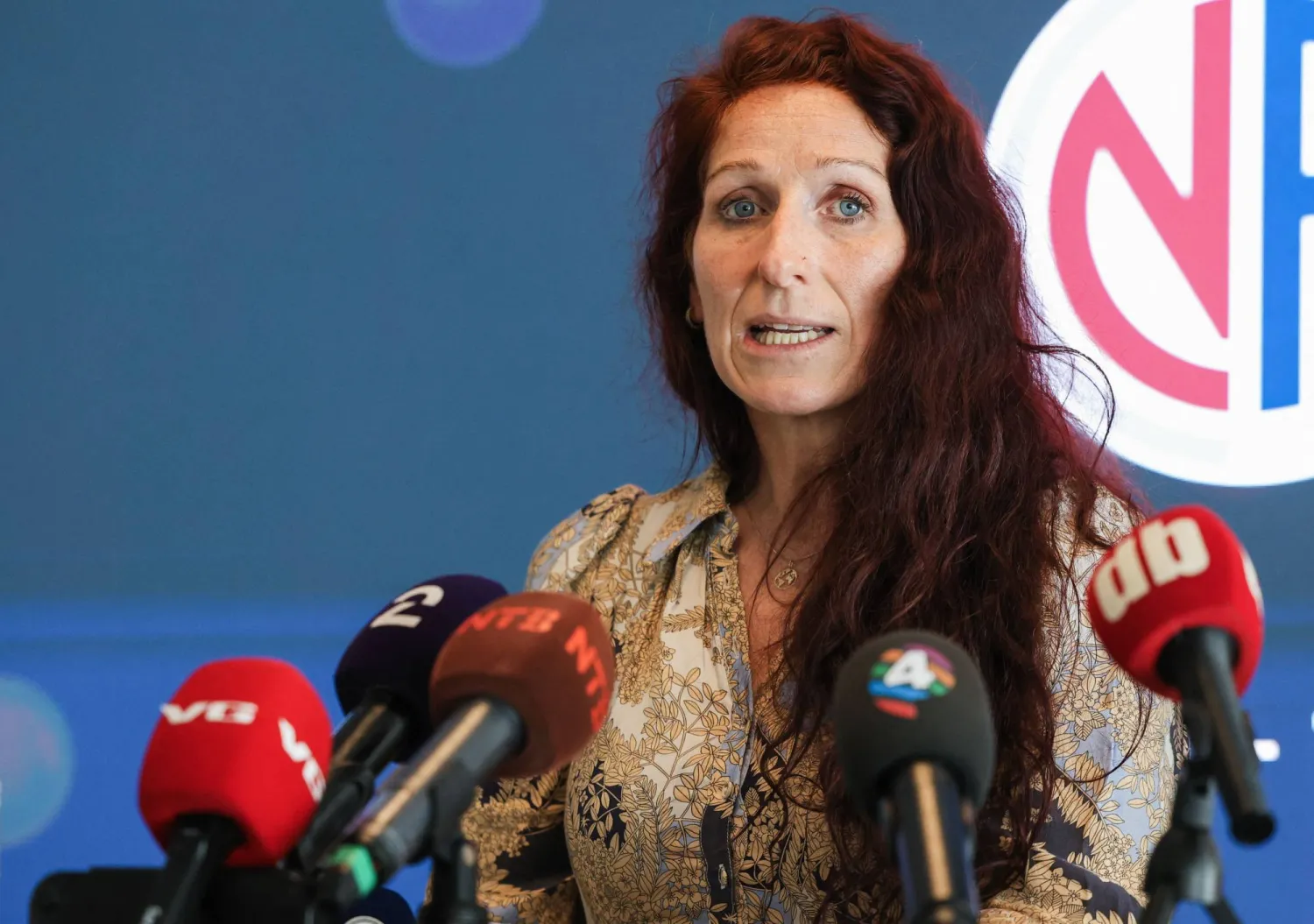 President of the Football Association of Norway Lise Klaveness attends a press conference at Ullevaal Stadium in Oslo on July 31, 2026 about the FIFA plan to sell stakes in the World Cup to a private equity group. (AFP)