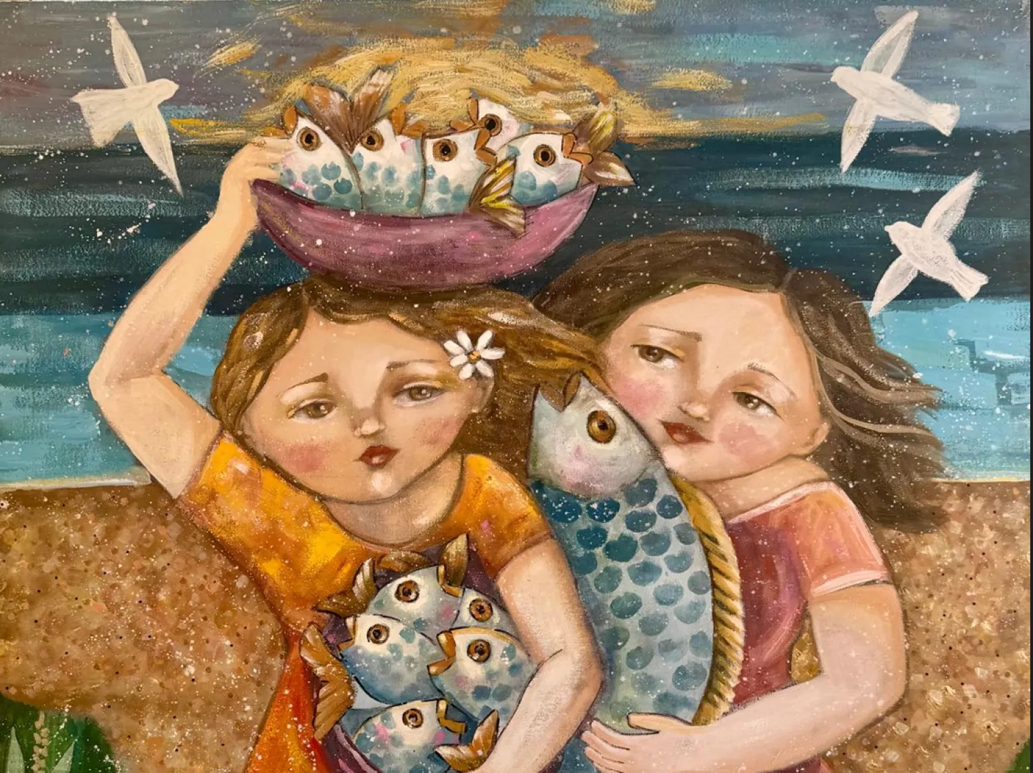 لوحة في المعرض تُجسّد البيئة الساحلية (الشرق الأوسط)