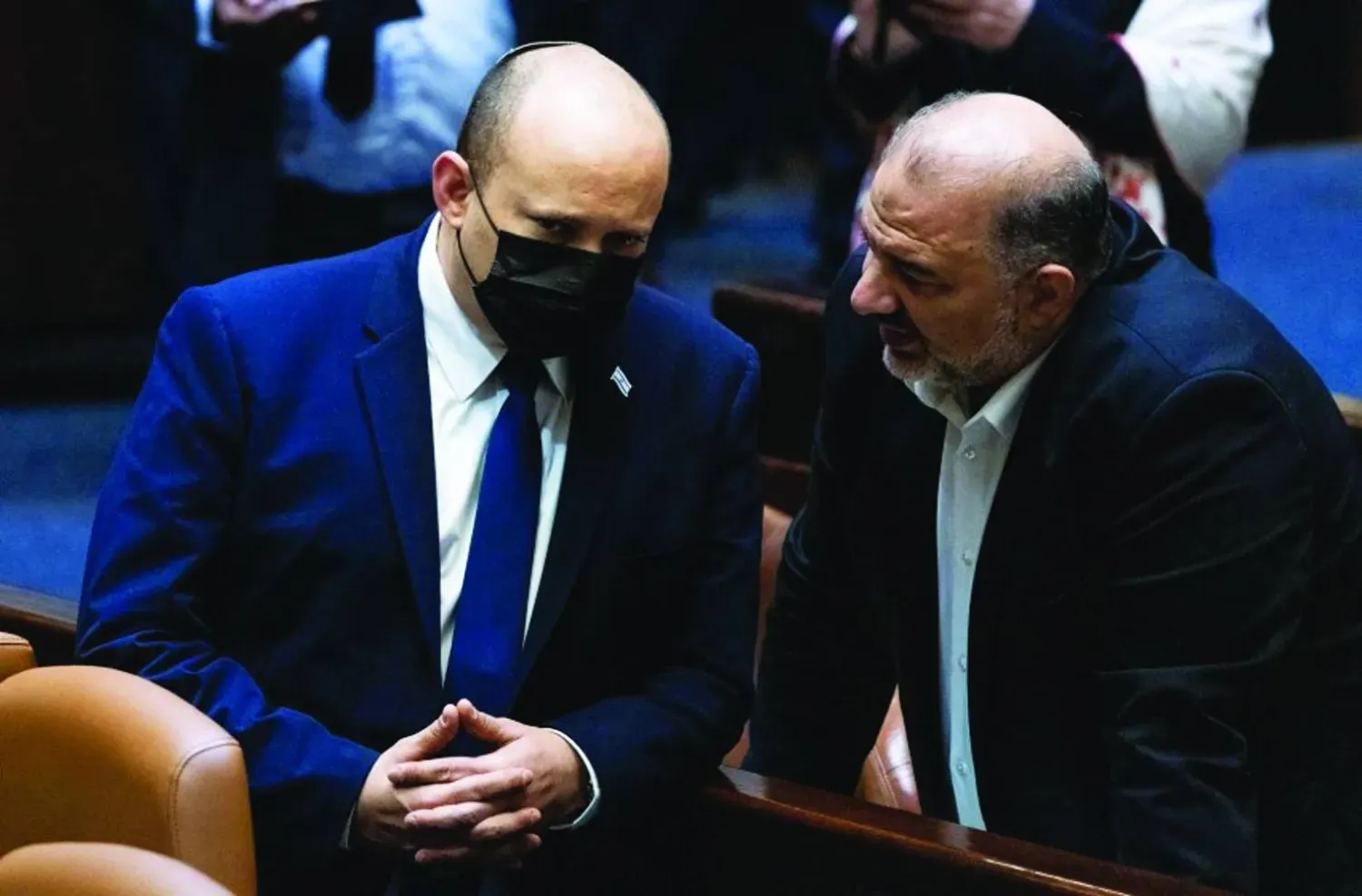 Birleşik Arap Listesi lideri Mansur Abbas ile İsrail eski Başbakanı Naftali Bennett (Arşiv)