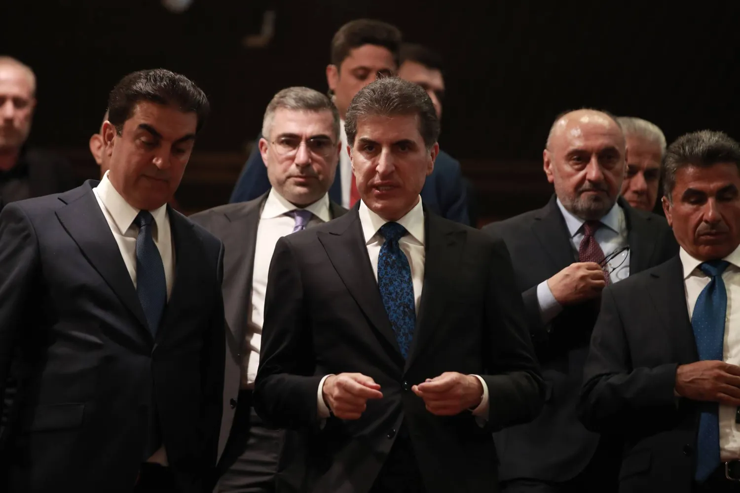 نيجيرفان بارزاني رئيس حكومة إقليم كردستان العراق في مبنى البرلمان يوم 14 مايو 2026 (د.ب.أ)
