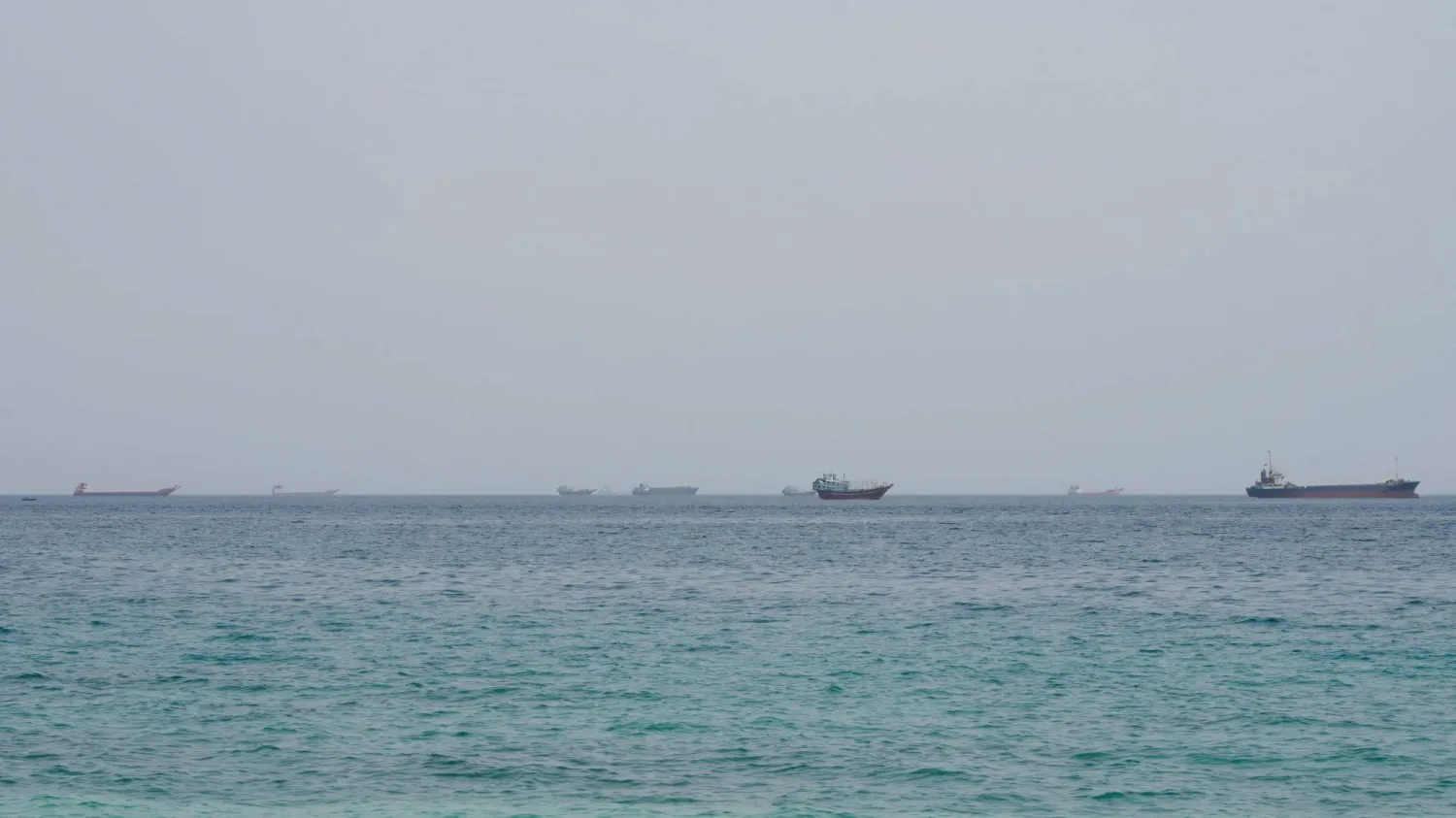  Vessels near the Strait of Hormuz, as seen from Musandam, Oman, August 10, 2026. (Reuters)