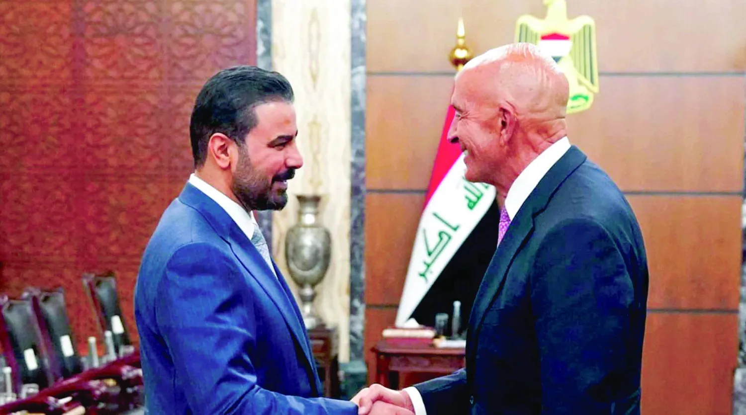 رئيس الوزراء العراقي علي الزيدي خلال لقائه المبعوث الأميركي توم برَّاك في بغداد 16 يونيو 2026 (إعلام حكومي)
