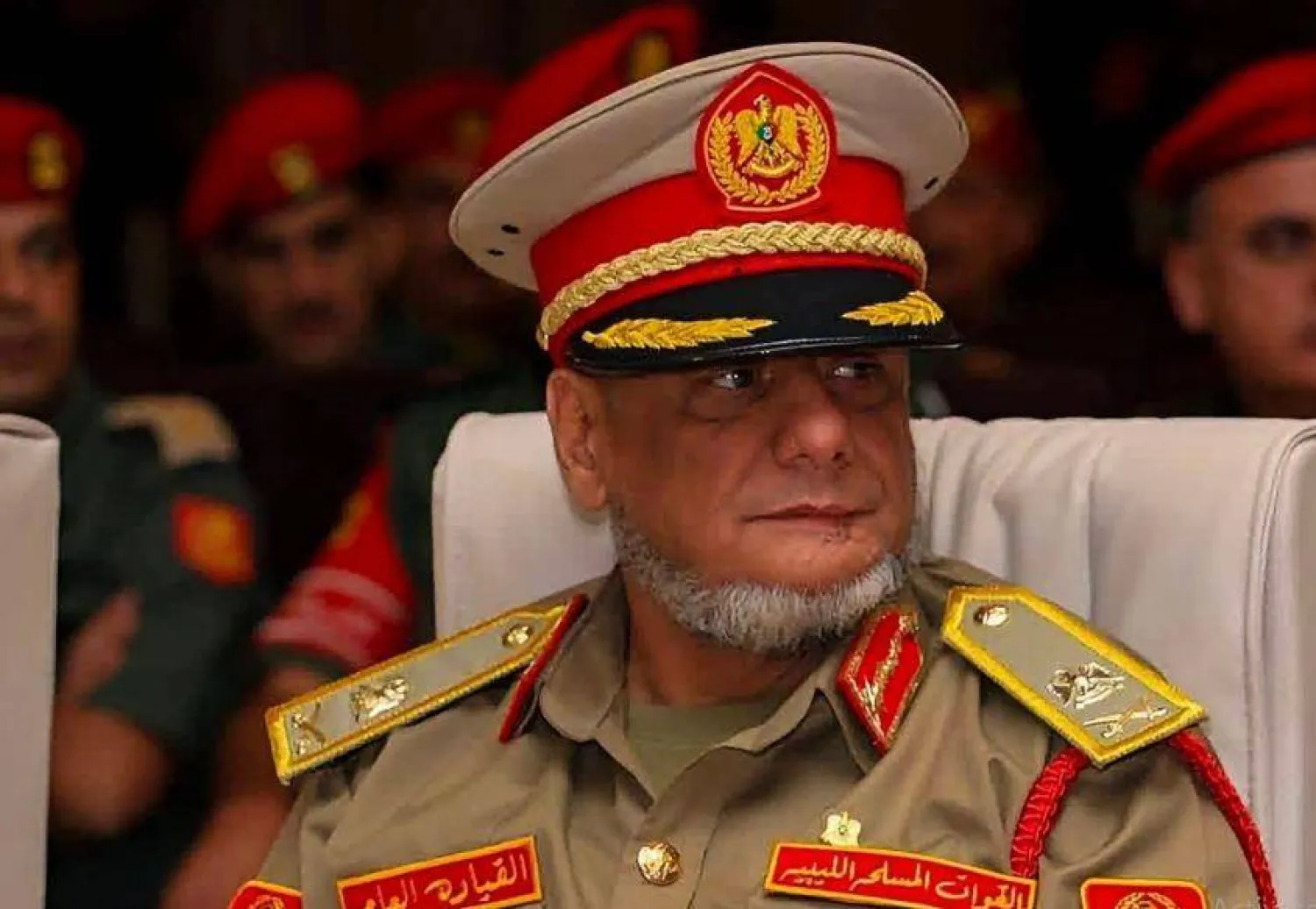 المنصوري في آخر ظهور له خلال الاحتفال بذكرى تأسيس الجيش الليبي الأحد (إعلام الجيش الليبي)