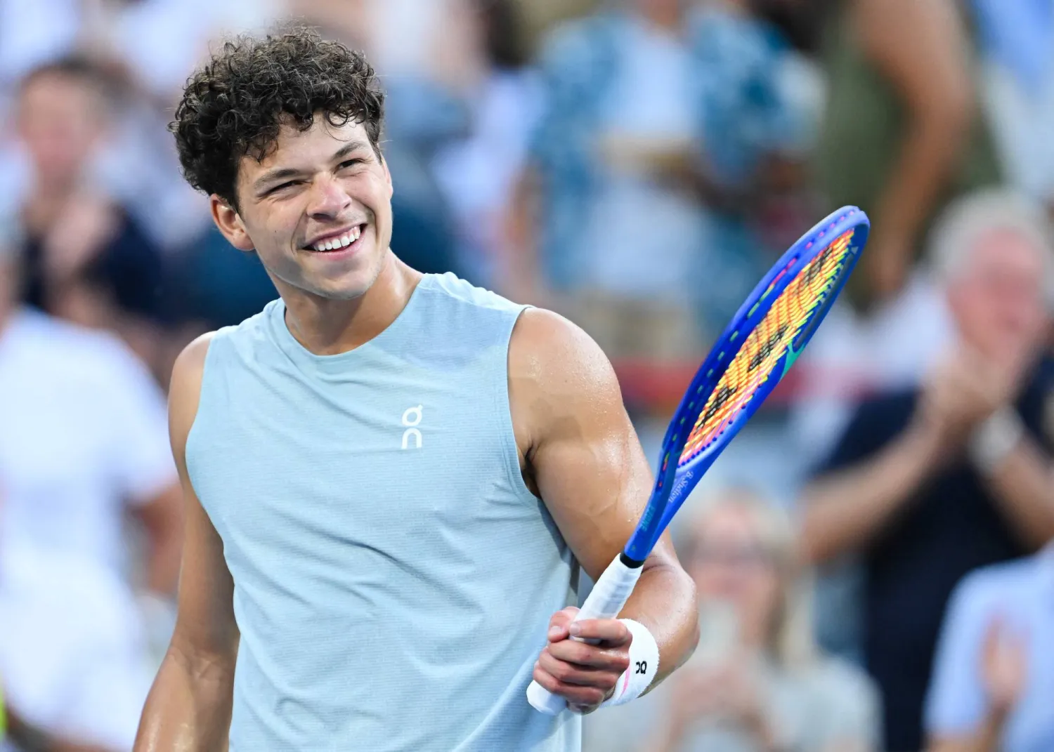 Ben Shelton of the United States celebrates his victory against Jakub Mensik of Czechia after their singles quarter-finals match on day ten of the ATP 1000 National Bank Open presented by Rogers at Stade IGA on August 11, 2026 in Montreal, Quebec, Canada. (Getty Images/AFP)