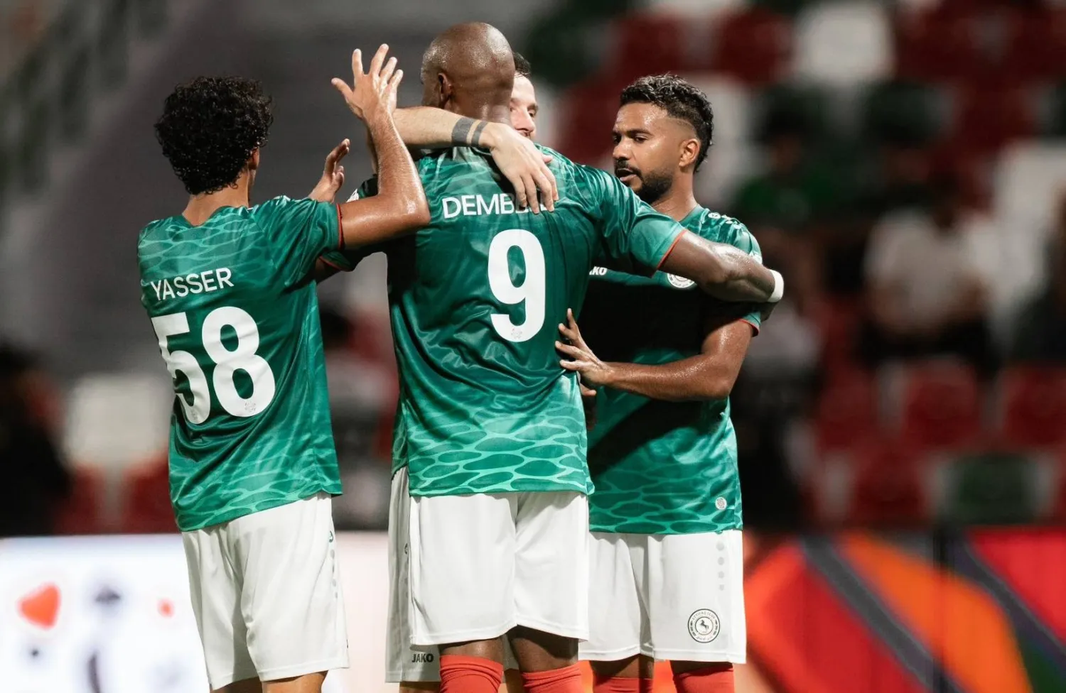 لاعبو الاتفاق يحتفلون بأحد أهدافهم في المباراة (موقع نادي الاتفاق)