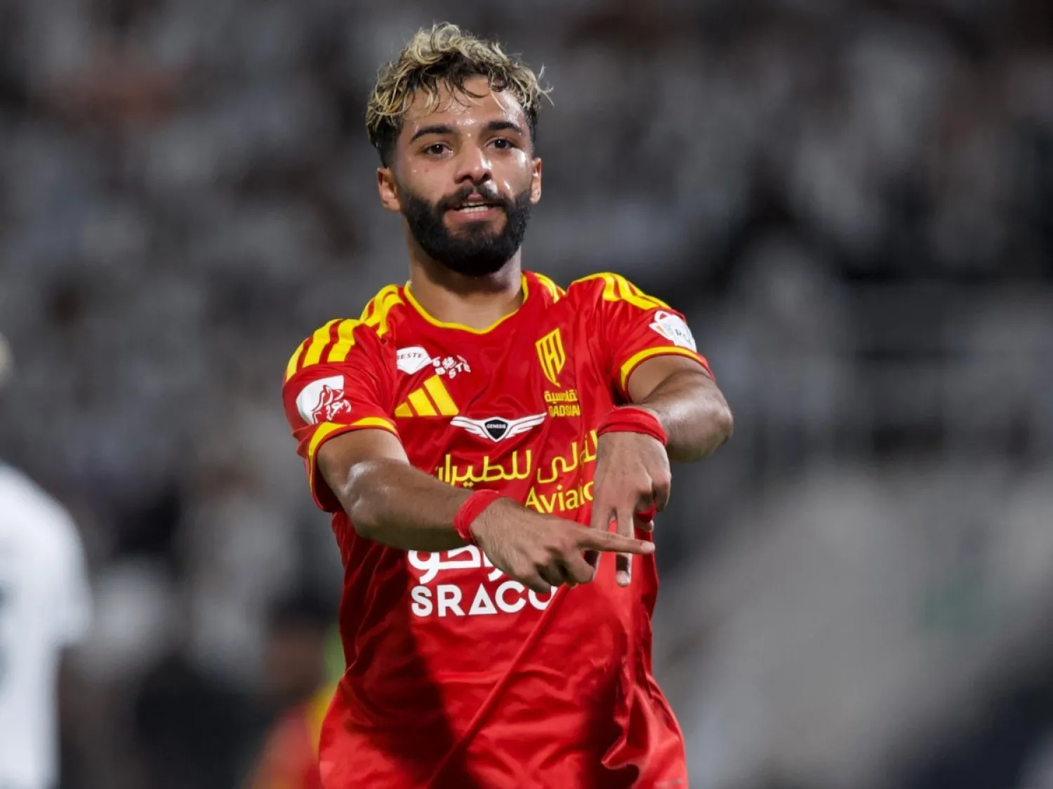 أبو الشامات محتفلا بهدفه في الشباب (تصوير: نايف العتيبي)