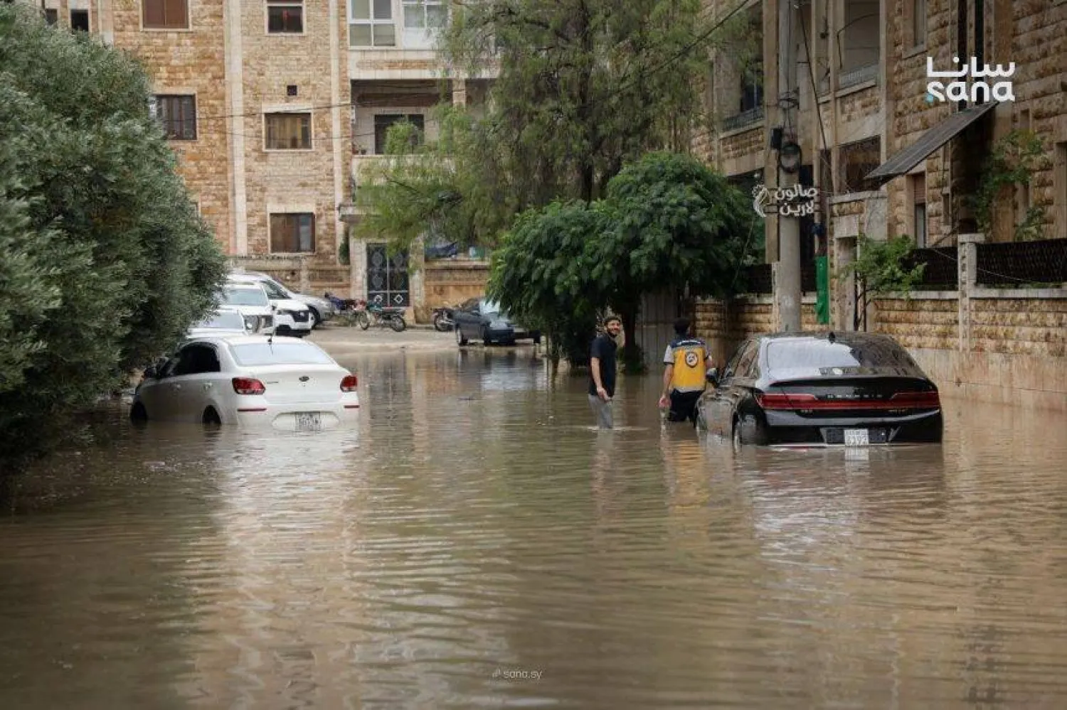 من السيول في إدلب (سانا)
