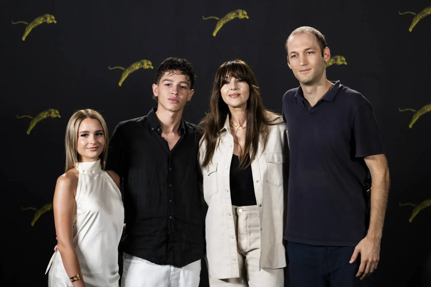 (L-R) Italian actress Rachele Testagrossa, Italian actor Salvatore Gallina, Italian actress Monica Bellucci and Italian film director Giovanni Tortorici pose during a photocall for the film 'Kettice' at the 79th Locarno Film Festival in Locarno, Switzerland, 08 August 2026.  EPA/JEAN-CHRISTOPHE BOTT