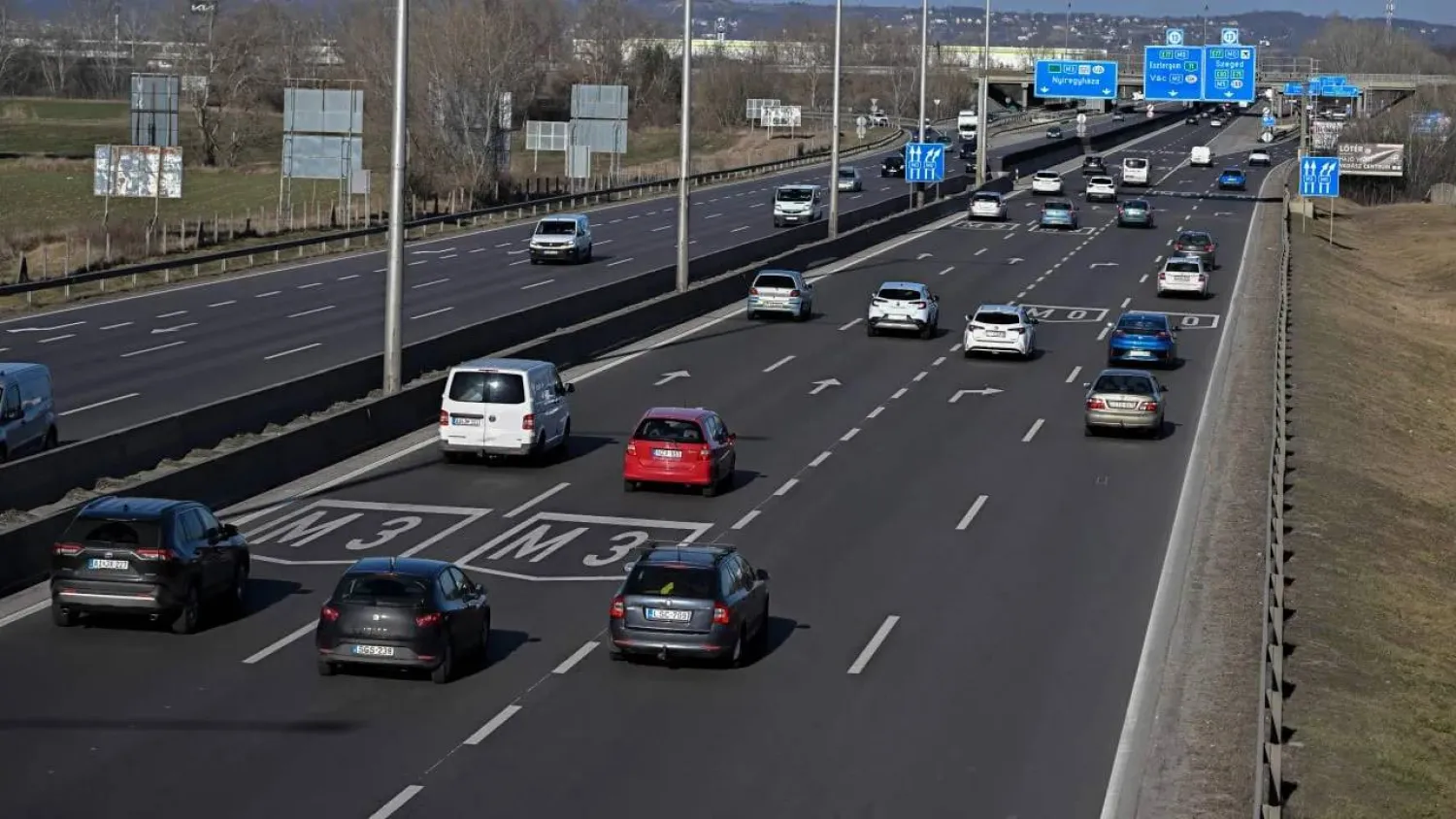 Cars driving on the M3 motorway on March 6, 2025, close to Budapest. (AFP/Getty Images)