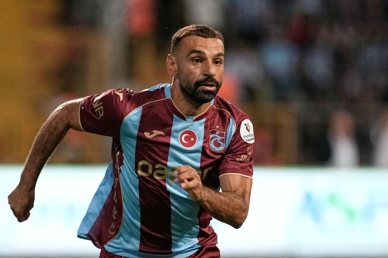 Trabzonspor's Mohamed Salah in action during the Turkish Super Lig football match between Kasimpasa and Trabzonspor in Istanbul, Türkiye, Saturday, Aug. 15, 2026. (AP) 