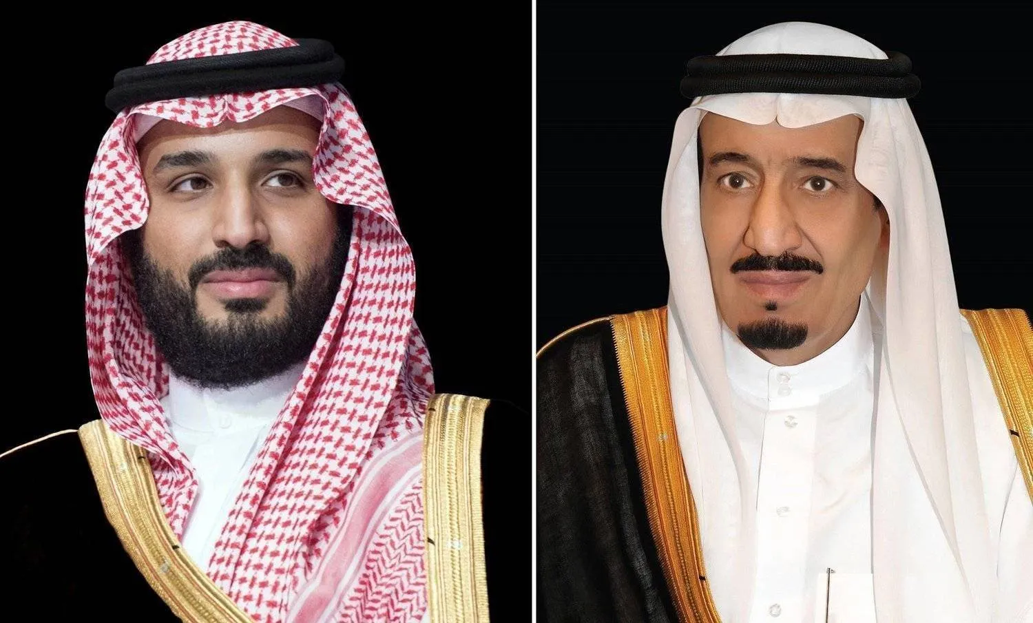 Custodian of the Two Holy Mosques King Salman bin Abdulaziz Al Saud and Prince Mohammed bin Salman bin Abdulaziz Al Saud, Crown Prince and Prime Minister.