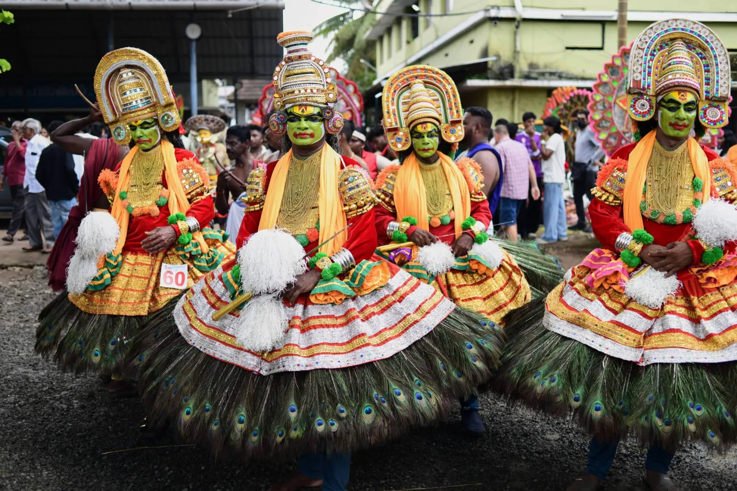 Artists wait to participate in the annual Athachamayam procession that marks the beginning of the 10-day Onam festival in Tripunithura, Kerala, India, Sunday, Aug.16, 2026. (AP Photo/ R S Iyer)