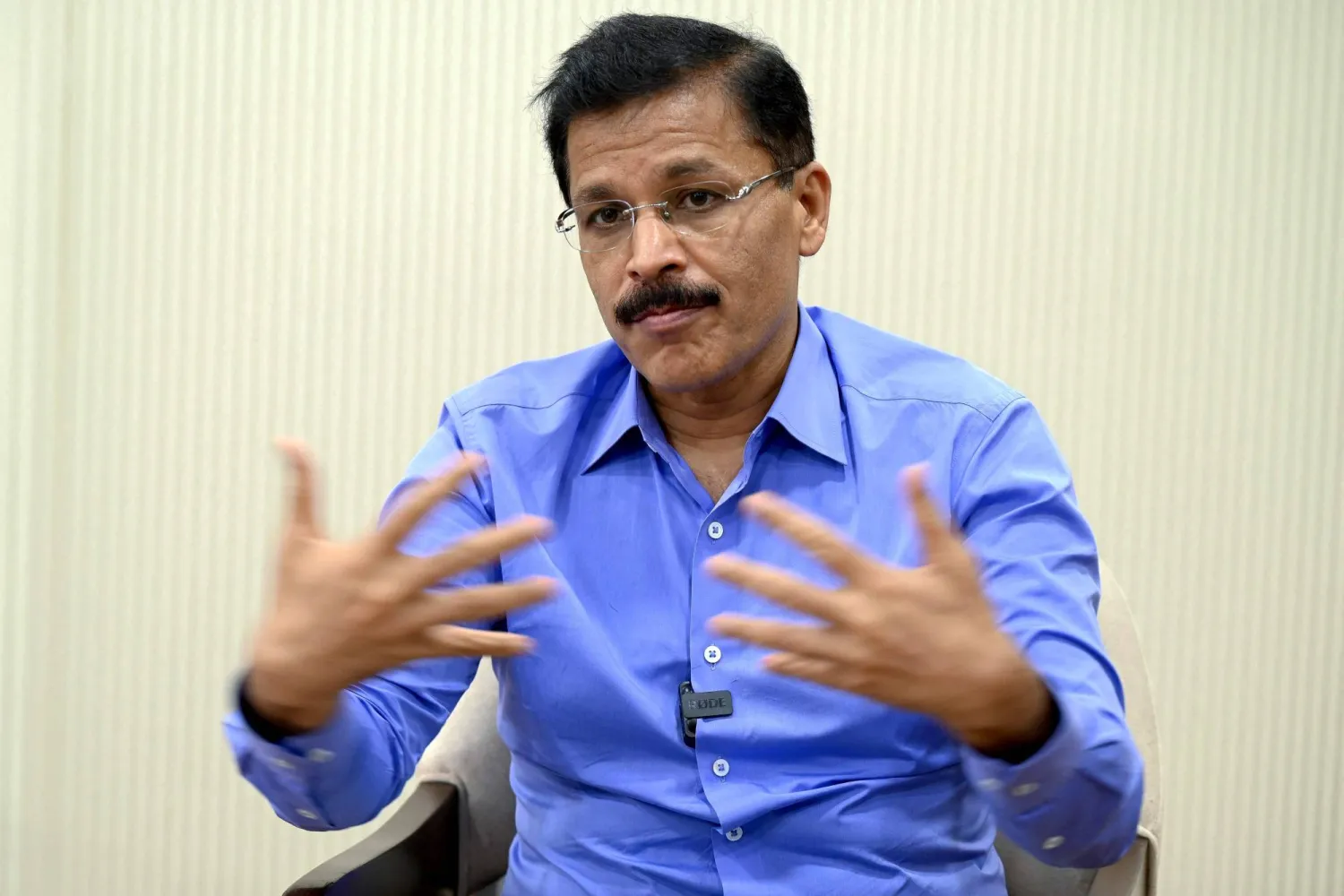 This photograph taken on July 30, 2026 shows Maharashtra's Commissioner of the Food and Drug Administration (FDA), Tukaram Mundhe speaking with AFP at his office in Mumbai. (Photo by Indranil MUKHERJEE / AFP)
