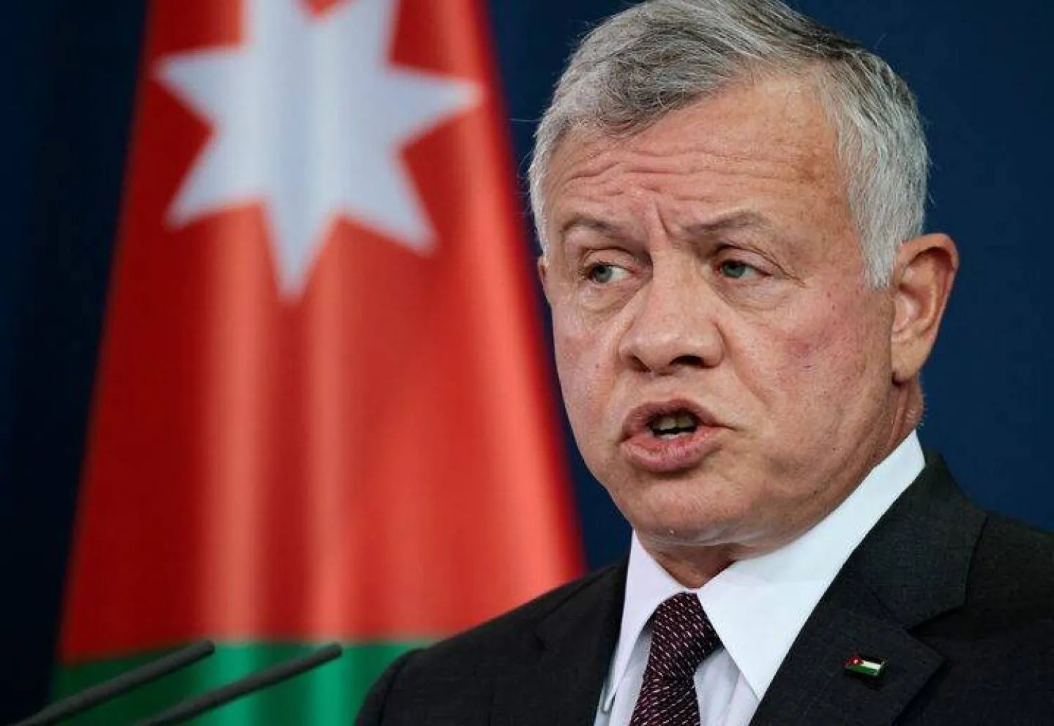 Jordan's King Abdullah II ibn Al-Hussein speaks during a news conference in Berlin, Germany, March 15, 2022. REUTERS/Hannibal Hanschke