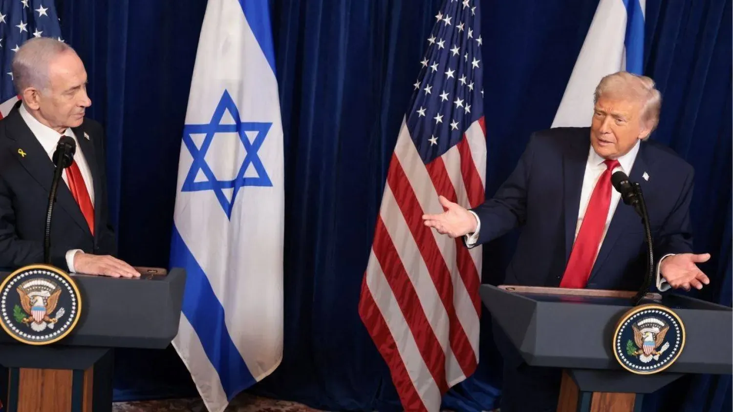 ABD Başkanı Donald Trump ve İsrail Başbakanı Binyamin Netanyahu, 29 Aralık 2025’te Florida’da düzenledikleri basın toplantısında (Reuters)