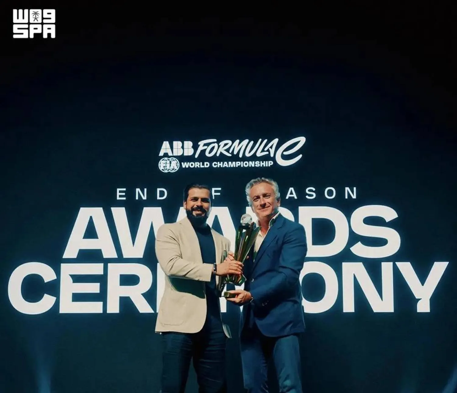 The award was presented for the first time in the championship’s history at the 2025/26 Formula E End of Season Awards ceremony. (SPA)