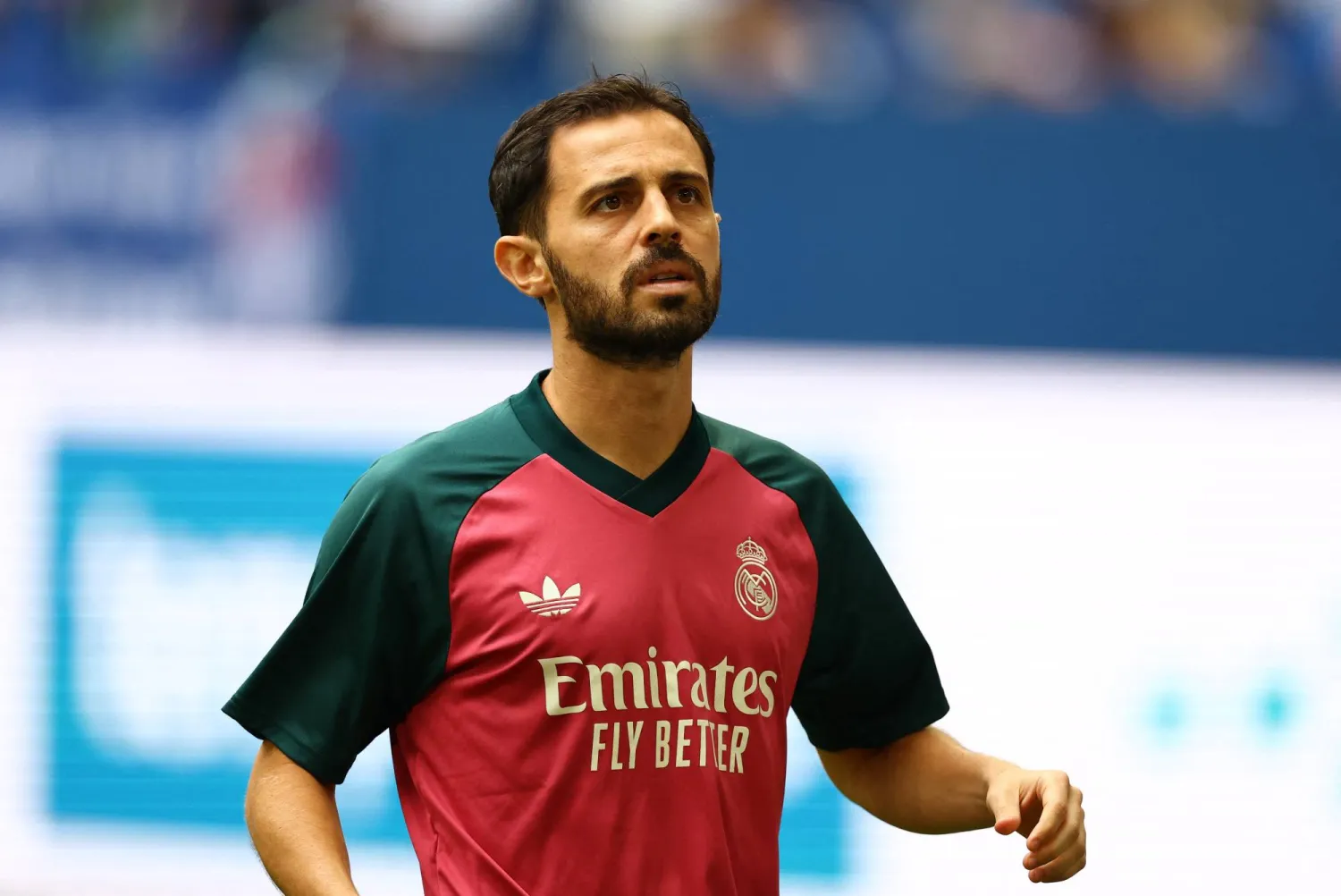 Pre-Season Friendly - Schalke 04 v Real Madrid - Veltins-Arena, Gelsenkirchen, Germany - August 16, 2026 Real Madrid's Bernardo Silva during the warm up before the match. (Reuters)