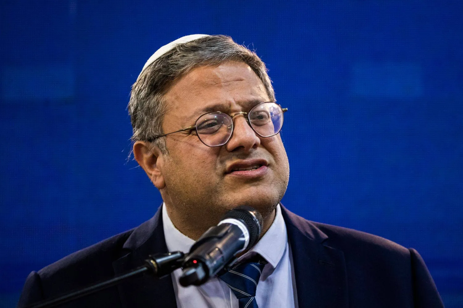 10 November 2022, Israel, Jerusalem: Israeli Minister of National Security Itamar Ben-Gvir speaks during a memorial ceremony for late Rabbi Meir Kahane. (dpa)