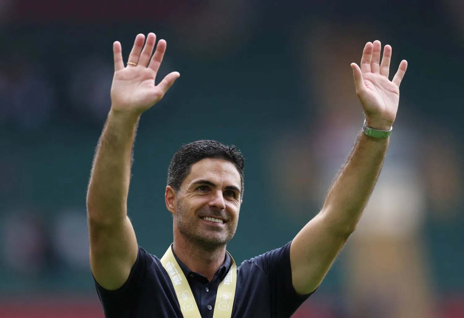 Football - FA Community Shield - Arsenal v Manchester City - Principality Stadium, Cardiff, Wales, Britain - August 16, 2026 Arsenal manager Mikel Arteta celebrates after winning the FA Community Shield. (Reuters) 