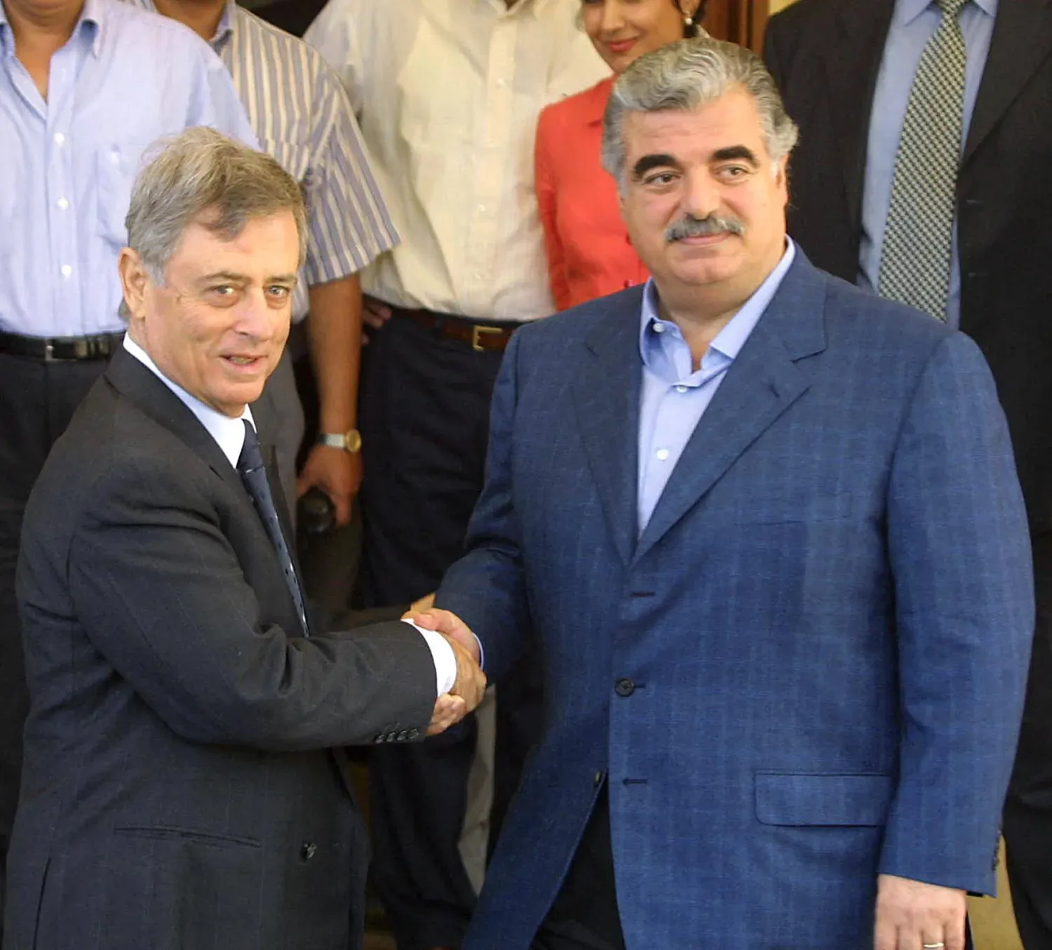 Abdülhalim Haddam, Haziran 2001'de Refik Hariri ile birlikte (AFP)